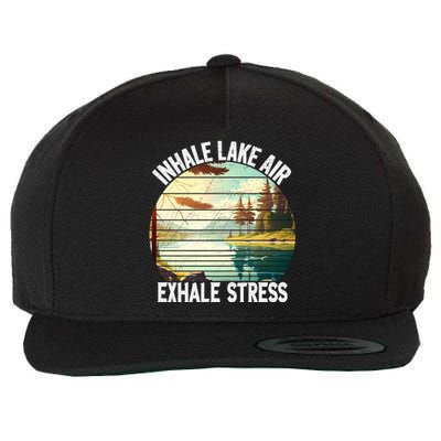 Inhale Lake Air Exhale Stress Funny Meditation Camping Gift Wool Snapback Cap