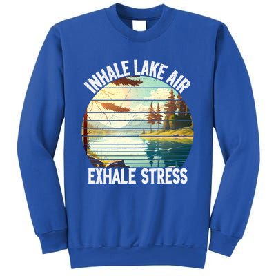 Inhale Lake Air Exhale Stress Funny Meditation Camping Gift Sweatshirt