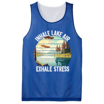 Inhale Lake Air Exhale Stress Funny Meditation Camping Gift Mesh Reversible Basketball Jersey Tank