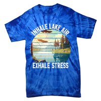 Inhale Lake Air Exhale Stress Funny Meditation Camping Gift Tie-Dye T-Shirt