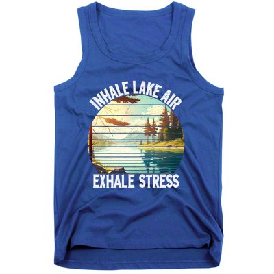 Inhale Lake Air Exhale Stress Funny Meditation Camping Gift Tank Top