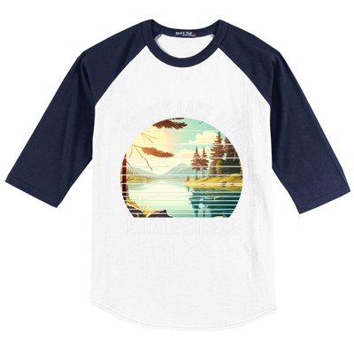 Inhale Lake Air Exhale Stress Funny Meditation Camping Gift Baseball Sleeve Shirt