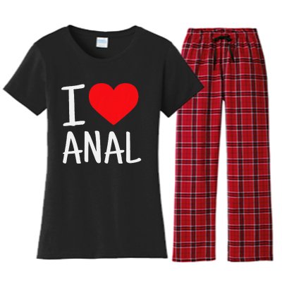 I Love Anal Funny Butt Sex Women's Flannel Pajama Set