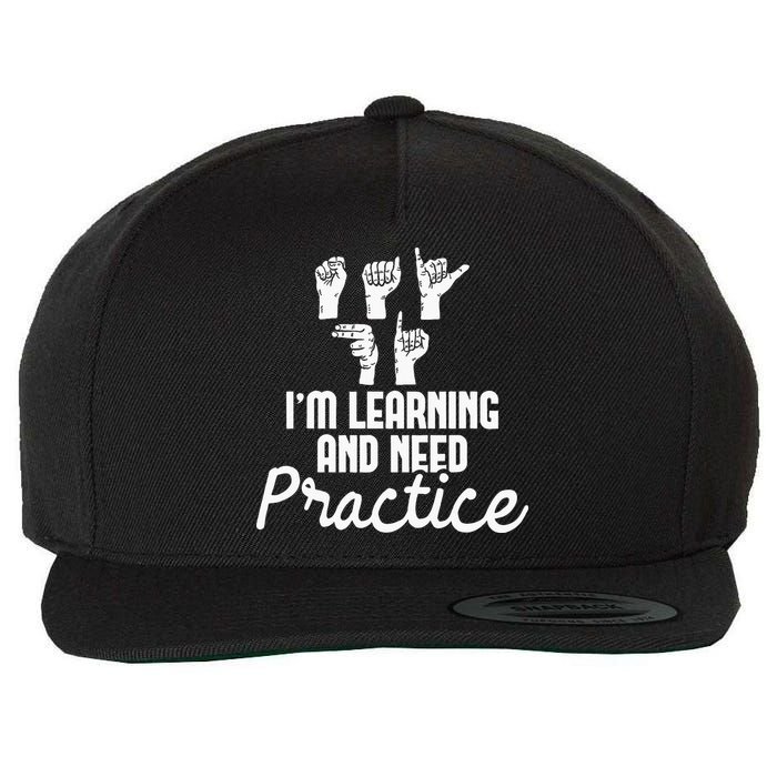 Im Learning And Need Practice ASL Interpreter Translator Wool Snapback Cap
