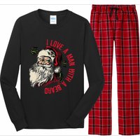 I Love A Man With A Beard Santa Claus Christmas Xmas Long Sleeve Pajama Set