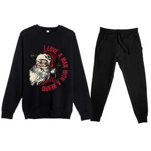 I Love A Man With A Beard Santa Claus Christmas Xmas Premium Crewneck Sweatsuit Set