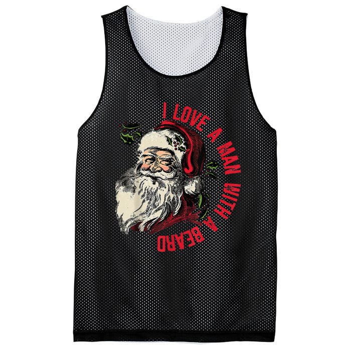 I Love A Man With A Beard Santa Claus Christmas Xmas Mesh Reversible Basketball Jersey Tank