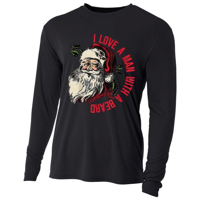 I Love A Man With A Beard Santa Claus Christmas Xmas Cooling Performance Long Sleeve Crew