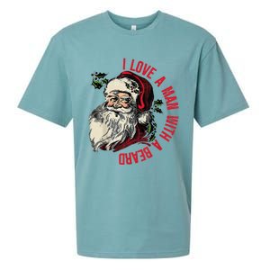 I Love A Man With A Beard Santa Claus Christmas Xmas Sueded Cloud Jersey T-Shirt