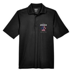 I Love America And My Dog Patriotic Pride Flag Dog Lover Men's Origin Performance Pique Polo