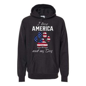 I Love America And My Dog Patriotic Pride Flag Dog Lover Premium Hoodie