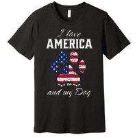 I Love America And My Dog Patriotic Pride Flag Dog Lover Premium T-Shirt