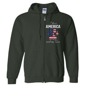 I Love America And My Dog Patriotic Pride Flag Dog Lover Full Zip Hoodie