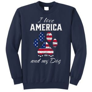 I Love America And My Dog Patriotic Pride Flag Dog Lover Sweatshirt