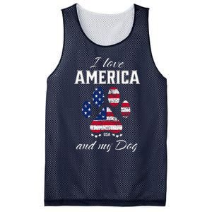 I Love America And My Dog Patriotic Pride Flag Dog Lover Mesh Reversible Basketball Jersey Tank