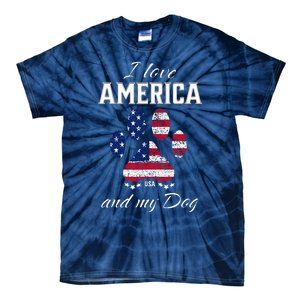 I Love America And My Dog Patriotic Pride Flag Dog Lover Tie-Dye T-Shirt