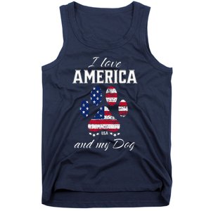 I Love America And My Dog Patriotic Pride Flag Dog Lover Tank Top