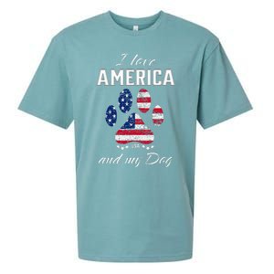 I Love America And My Dog Patriotic Pride Flag Dog Lover Sueded Cloud Jersey T-Shirt