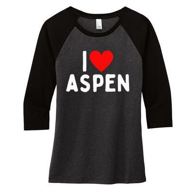 I Love Aspen Women's Tri-Blend 3/4-Sleeve Raglan Shirt