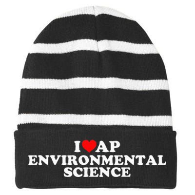 I Love Ap Environmental Science Striped Beanie with Solid Band