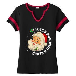 I Love A With A Beard Christmas Funny Gift For Santa Lovers Funny Gift Ladies Halftime Notch Neck Tee