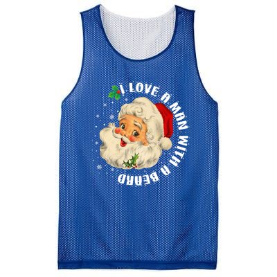 I Love A With A Beard Christmas Funny Gift For Santa Lovers Funny Gift Mesh Reversible Basketball Jersey Tank