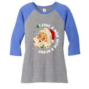 I Love A With A Beard Christmas Funny Gift For Santa Lovers Funny Gift Women's Tri-Blend 3/4-Sleeve Raglan Shirt