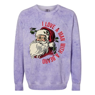 I Love A With A Beard Funny Christmas Santa Claus Retro Gift Colorblast Crewneck Sweatshirt