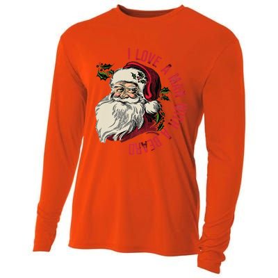 I Love A With A Beard Funny Christmas Santa Claus Retro Gift Cooling Performance Long Sleeve Crew