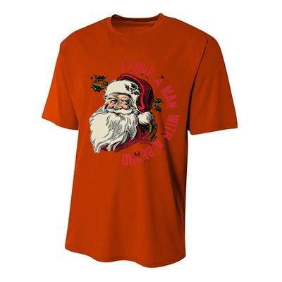 I Love A With A Beard Funny Christmas Santa Claus Retro Gift Performance Sprint T-Shirt