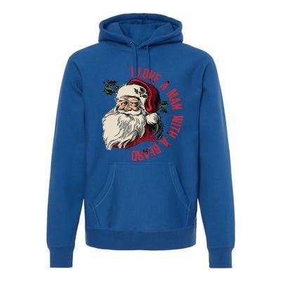 I Love A With A Beard Funny Christmas Santa Claus Retro Gift Premium Hoodie