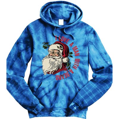 I Love A With A Beard Funny Christmas Santa Claus Retro Gift Tie Dye Hoodie