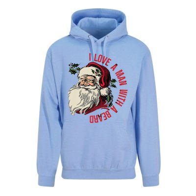 I Love A With A Beard Funny Christmas Santa Claus Retro Gift Unisex Surf Hoodie