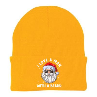 I Love A With A Beard Santa Claus Christmas Pajamas Gift Knit Cap Winter Beanie