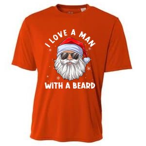 I Love A With A Beard Santa Claus Christmas Pajamas Gift Cooling Performance Crew T-Shirt