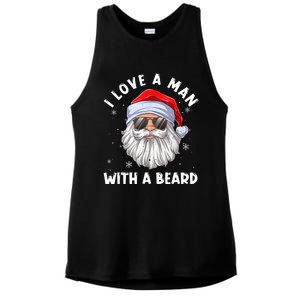 I Love A With A Beard Santa Claus Christmas Pajamas Gift Ladies PosiCharge Tri-Blend Wicking Tank