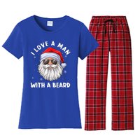 I Love A With A Beard Santa Claus Christmas Pajamas Gift Women's Flannel Pajama Set