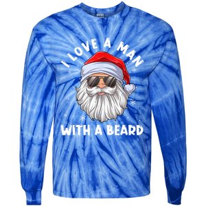 I Love A With A Beard Santa Claus Christmas Pajamas Gift Tie-Dye Long Sleeve Shirt