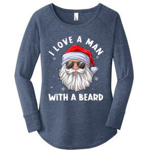 I Love A With A Beard Santa Claus Christmas Pajamas Gift Women's Perfect Tri Tunic Long Sleeve Shirt