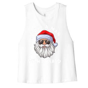 I Love A With A Beard Santa Claus Christmas Pajamas Gift Women's Racerback Cropped Tank