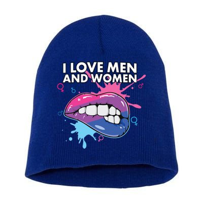 I Love And Bisexual Pride Bisexuality Lgbtq Cool Gift Short Acrylic Beanie