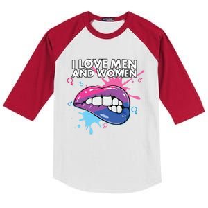 I Love And Bisexual Pride Bisexuality Lgbtq Cool Gift Kids Colorblock Raglan Jersey