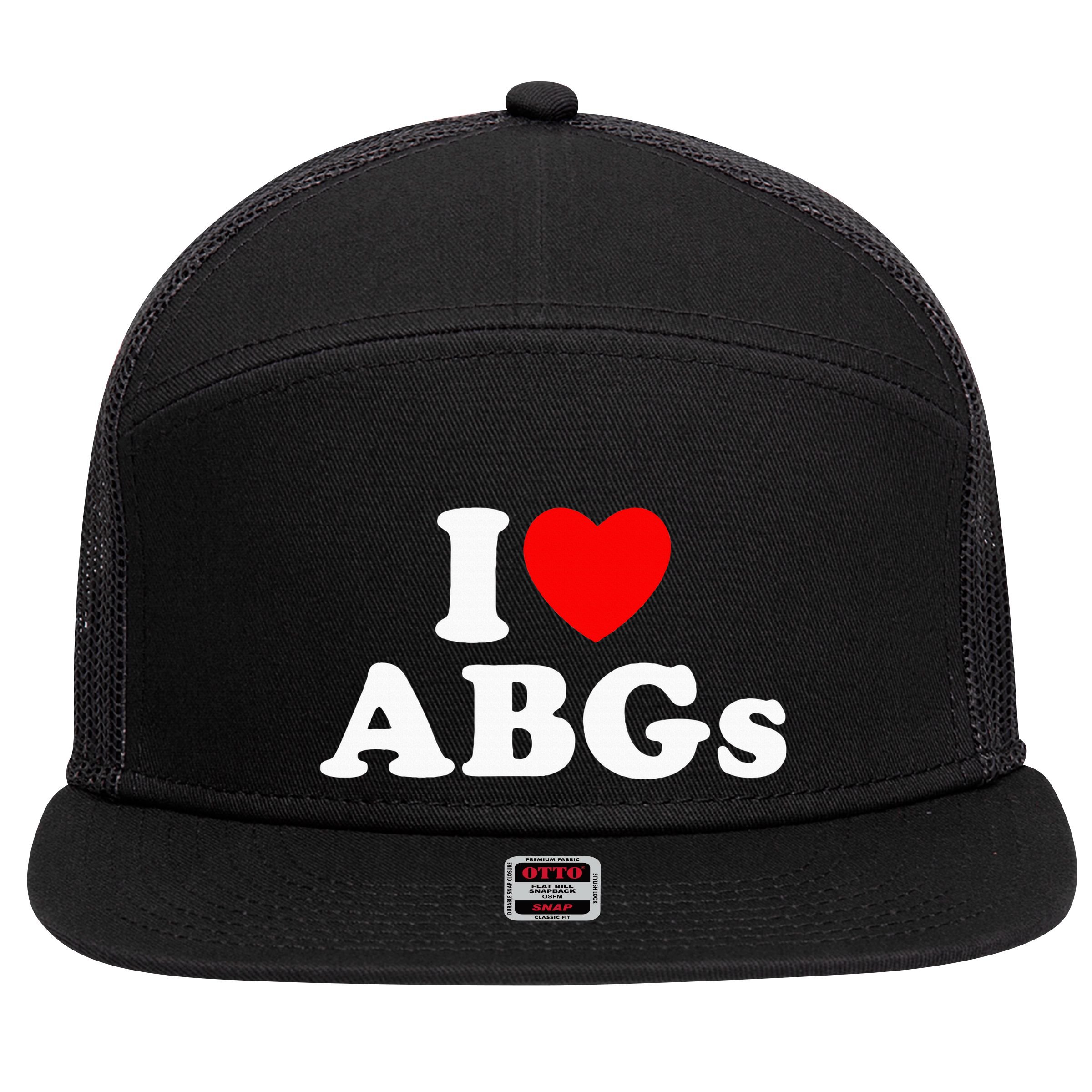 I Love Abgs 7 Panel Mesh Trucker Snapback Hat