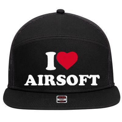 I Love Airsoft I Heart Airsoft Lover Player 7 Panel Mesh Trucker Snapback Hat