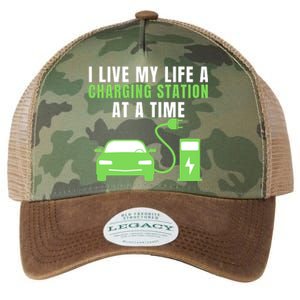 I Live A Charging Station At A Time Funny Electric Car EV Life Drive Electric Legacy Tie Dye Trucker Hat