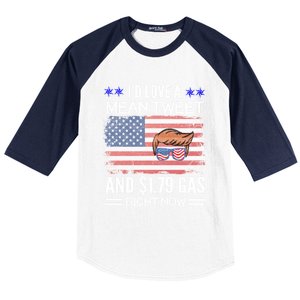 ID Love A Mean Tweet And $1 79 Gas Right Now American Flag Gift Baseball Sleeve Shirt