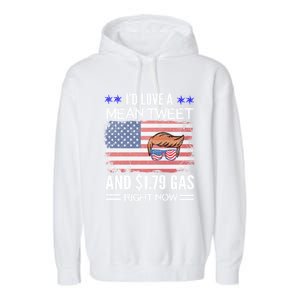 ID Love A Mean Tweet And $1 79 Gas Right Now American Flag Gift Garment-Dyed Fleece Hoodie