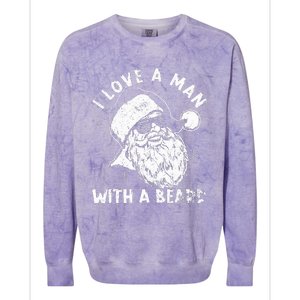 I Love A Man With A Beard Santa Claus Christmas Matching Colorblast Crewneck Sweatshirt