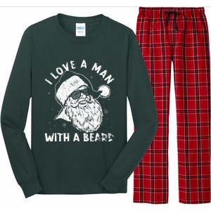 I Love A Man With A Beard Santa Claus Christmas Matching Long Sleeve Pajama Set