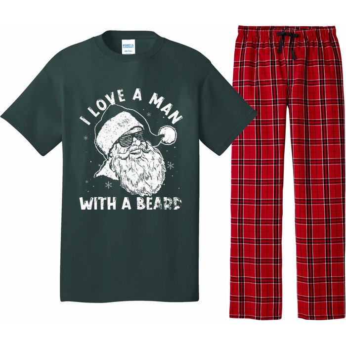 I Love A Man With A Beard Santa Claus Christmas Matching Pajama Set